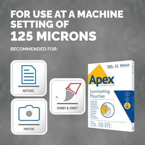 Apex Laminating Pouch A3, A4 Medium Duty 100pk