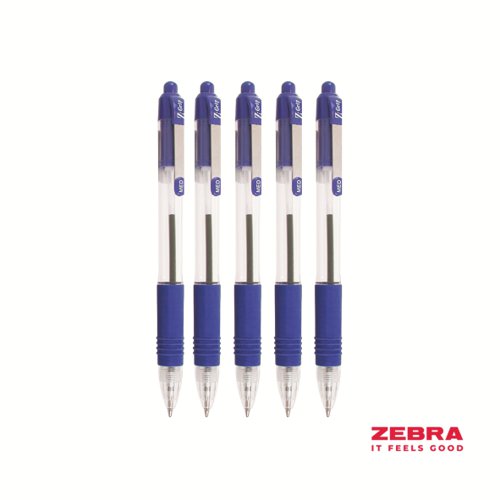 Zebra Z-Grip Retractable Ballpoint Pen Blue, Red, Green, Pink ink - Pack of 12