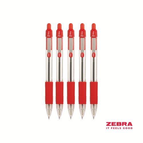 Zebra Z-Grip Retractable Ballpoint Pen Blue, Red, Green, Pink ink - Pack of 12