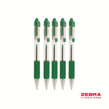 Zebra Z-Grip Retractable Ballpoint Pen Blue, Red, Green, Pink ink - Pack of 12