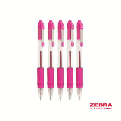 Zebra Z-Grip Retractable Ballpoint Pen Blue, Red, Green, Pink ink - Pack of 12