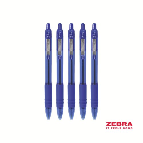 Zebra Z-Grip Smooth Retractable Ballpoint Pen Black, Blue, Pink, Green Ink - Pack of 12