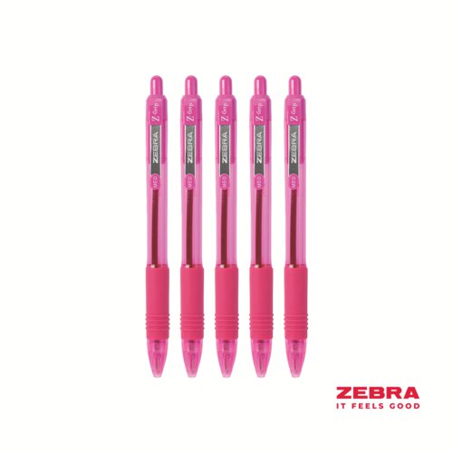 Zebra Z-Grip Smooth Retractable Ballpoint Pen Black, Blue, Pink, Green Ink - Pack of 12