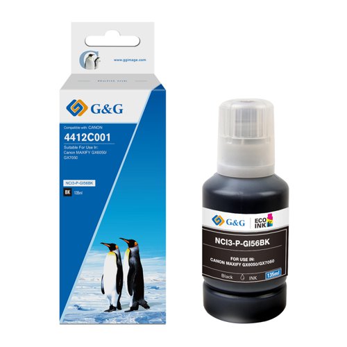 Compatible Canon G+G GI-56BK Black Ink Bottle 4412C001 135ml Ink 4800 Pages