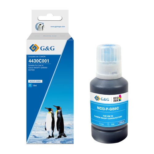 Compatible Canon G+G GI-56C Cyan Ink Bottle 4430C001