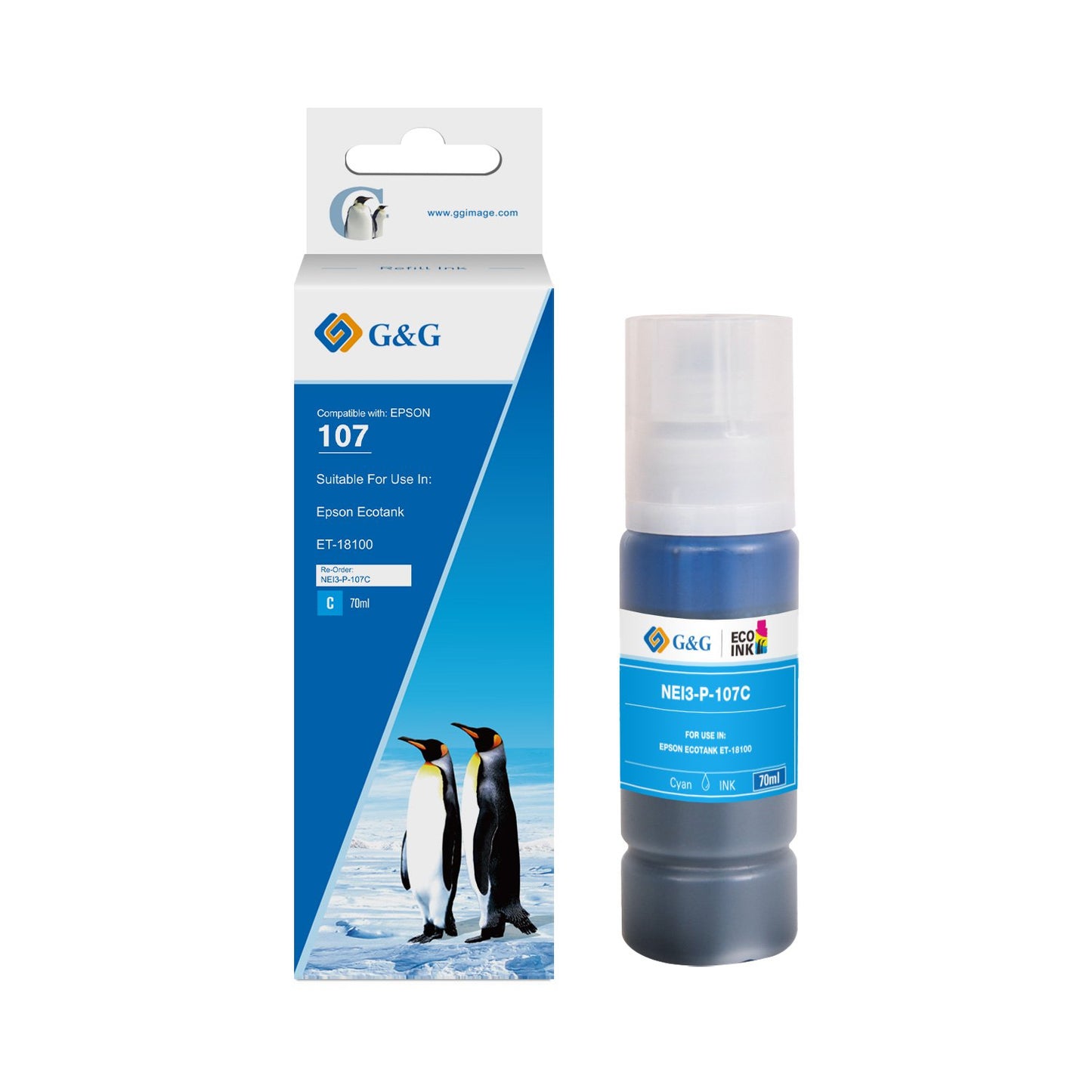 Compatible Epson G+G 107 Black Ink Bottle C13T09B140 70ml Ink 5,600 Pages