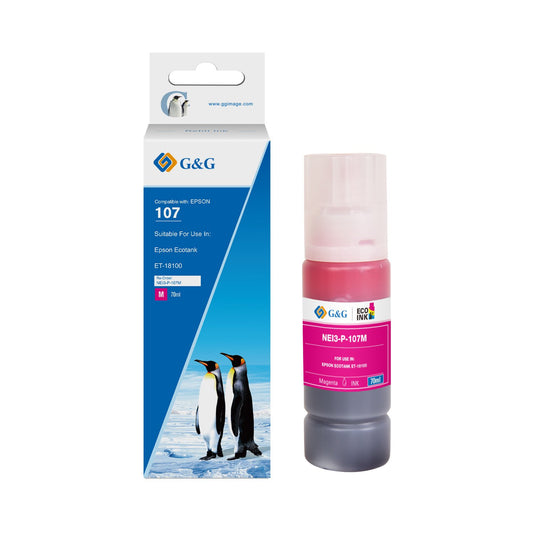 Compatible Epson G+G 107 Cyan Ink Bottle C13T09B240 70ml Ink 7,200 Pages