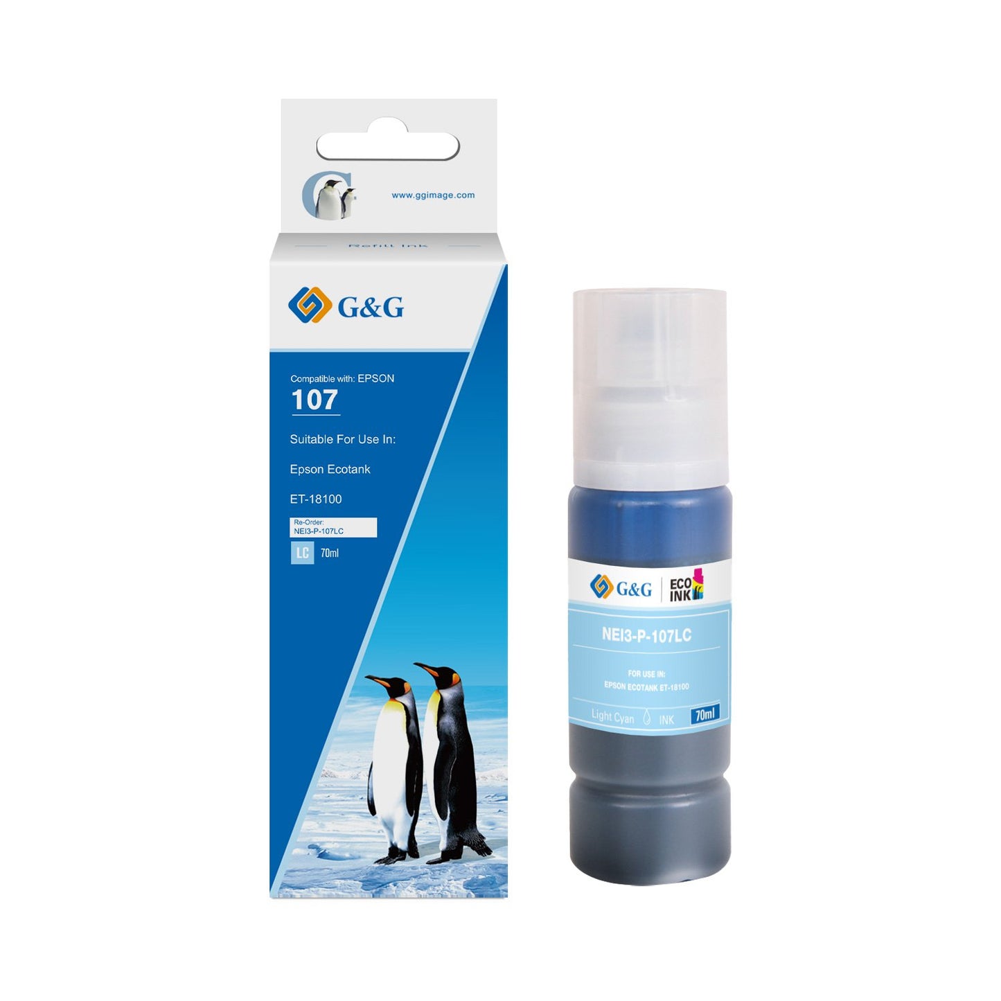 Compatible Epson G+G 107 Yellow Ink Bottle C13T09B440 70ml Ink 7,200 Pages