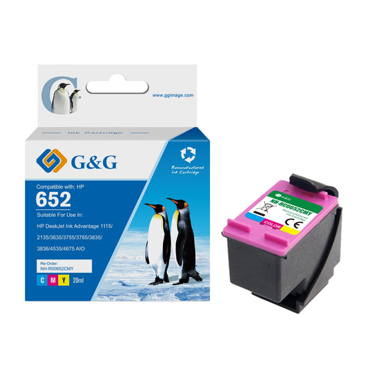 Remanufactured HP G+G 652 Black Ink Cartridge F6V25AE - Higher yield than OEM