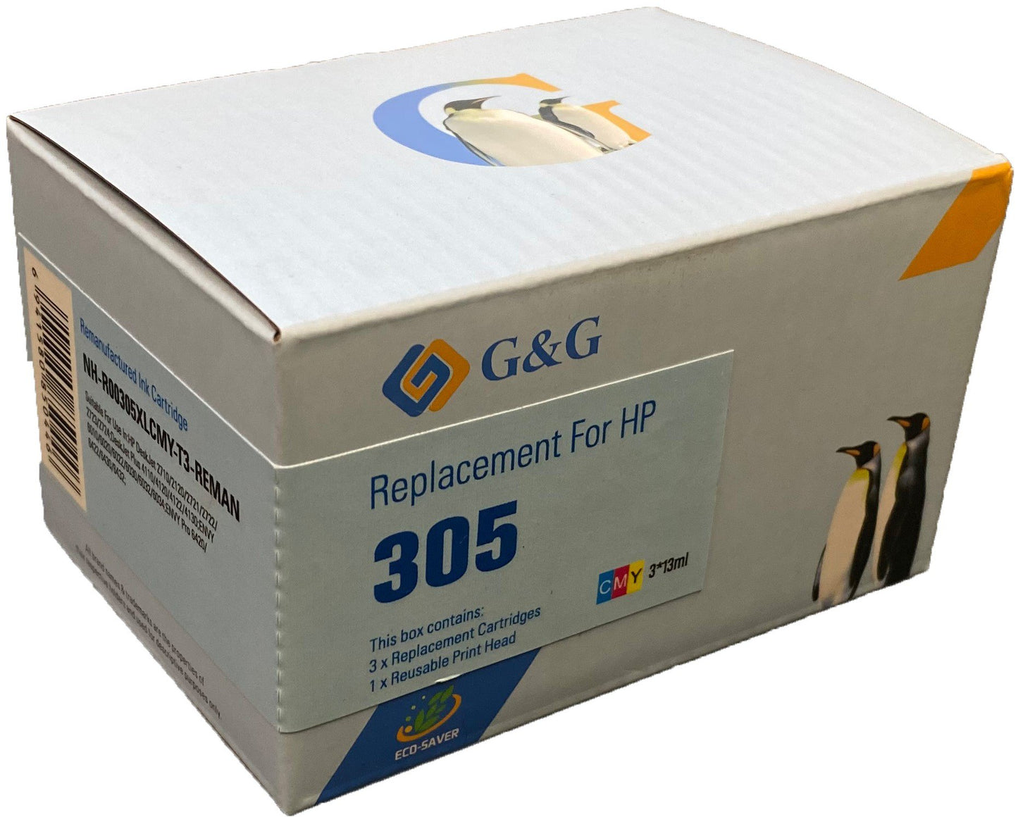 Remanufactured HP G+G 3YM62AE Hi Cap Eco Saver Black Ink Ctg 305XL (1 Printhead + 3 Tanks)