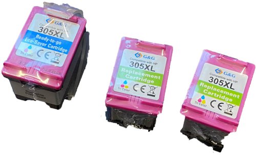 Remanufactured HP G+G 3YM63AE Hi Cap Eco Saver Tri Colour Ink Cartridge 305XL (1 Printhead + 3 Tanks) - Cannot use in "e" suffix printers WHILE STOCK LASTS