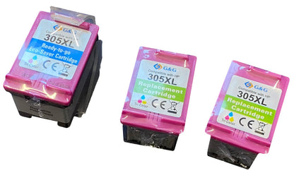 Remanufactured HP G+G 3YM63AE Hi Cap Eco Saver Tri Colour Ink Cartridge 305XL (1 Printhead + 3 Tanks) - Cannot use in "e" suffix printers WHILE STOCK LASTS