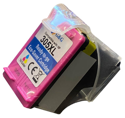 Remanufactured HP G+G 3YM63AE Hi Cap Eco Saver Tri Colour Ink Cartridge 305XL (1 Printhead + 3 Tanks) - Cannot use in "e" suffix printers WHILE STOCK LASTS