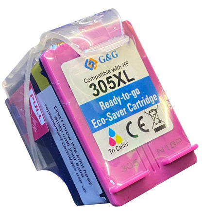 Remanufactured HP G+G 3YM63AE Hi Cap Eco Saver Tri Colour Ink Cartridge 305XL (1 Printhead + 3 Tanks) - Cannot use in "e" suffix printers WHILE STOCK LASTS