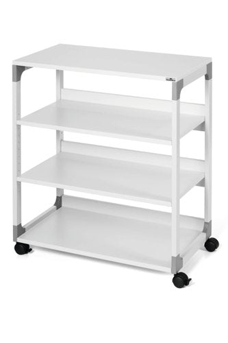 Rolling office storage rack with open shelves