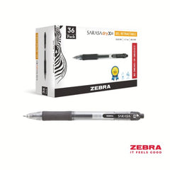 Zebra SARASA Gel Retractable Rollerball 0.7mm Pen Black, Blue Ink Pack 36