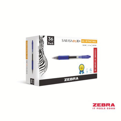 Zebra SARASA Gel Retractable Rollerball 0.7mm Pen Black, Blue Ink Pack 36