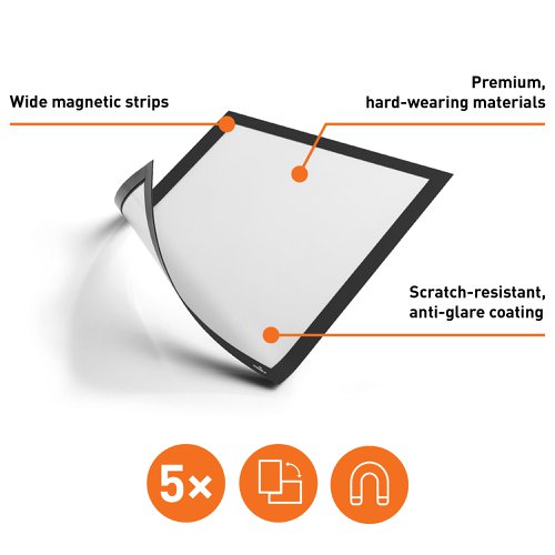 Durable DURAFRAME Magnetic A4 Black, A3 Black, A3 Red, A3 Silver, A4 Red, A4 Yellow, A4 Green, A4 Orange, A4 Silver, A5 Black, A5 Silver, A6 Black, A6 Silver (5)