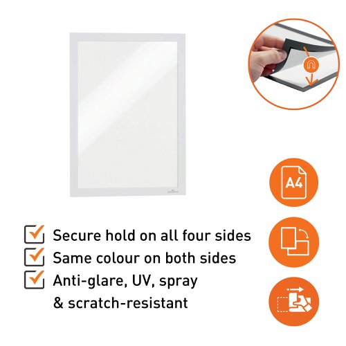 Durable DURAFRAME Adhesive A6 Black (2, A6 Silver (2, A5 Black (2, A5 Silver (2, A4 Black (2, A4 White (2, A4 Red (2, A4 Yellow (2, A4 Green (2, A4 Orange (2, A4 Silver (2, A4 Gold (2, A3 Black (2, A3 Red (2, A3 Green (2, A3 Blue (2, A3 Silver (2, A4 Black (10, A4 Silver (10, A3 Black (6, A3 Red (6, A3 Blue (6, A3 Silver (6)