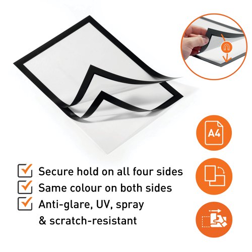 Durable DURAFRAME Adhesive A6 Black (2, A6 Silver (2, A5 Black (2, A5 Silver (2, A4 Black (2, A4 White (2, A4 Red (2, A4 Yellow (2, A4 Green (2, A4 Orange (2, A4 Silver (2, A4 Gold (2, A3 Black (2, A3 Red (2, A3 Green (2, A3 Blue (2, A3 Silver (2, A4 Black (10, A4 Silver (10, A3 Black (6, A3 Red (6, A3 Blue (6, A3 Silver (6)