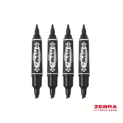 Zebra HI Mckie Bold Double Ended Black, Blue, Red Ink Permanent Marker - Pack of 10