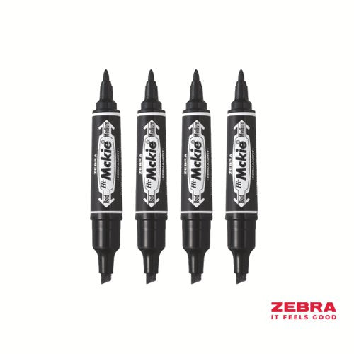 Zebra HI Mckie Bold Double Ended Black, Blue, Red Ink Permanent Marker - Pack of 10