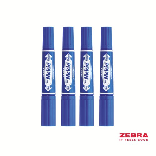 Zebra HI Mckie Bold Double Ended Black, Blue, Red Ink Permanent Marker - Pack of 10
