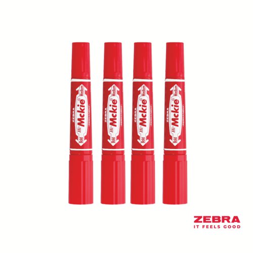 Zebra HI Mckie Bold Double Ended Black, Blue, Red Ink Permanent Marker - Pack of 10