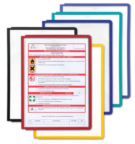 Durable SHERPA Display Panel A4 Black, Red, Yellow, Green, Blue, Orange (5)