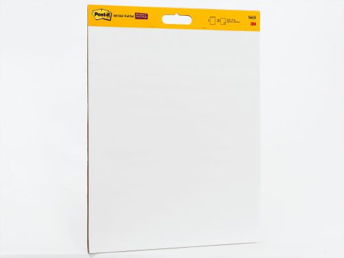 Post-it Super Sticky Self Stick Wall Pad Meeting Chart 566, White, 58.4 cm x 50.8 cm, 20 Sheets/Pad, 2 Pads/Pack, 100% PEFC SGSCH-PEFC-COC-110078 + 8