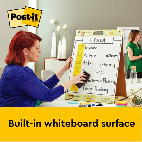 Post-it Super Sticky Table Top Dry Erase Easel Pad, White, 58.4 cm x 50.8 cm, 20 Sheets/Pad, 6 Pads/Pack, 100% PEFC SGSCH-PEFC-COC-110078