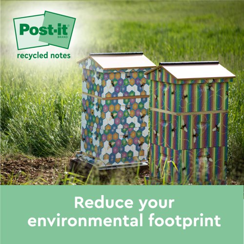 Post-it Recycled Notes, Canary Yellow, 76 mm x 76 mm, 100 Sheets/Pad, 16 Pads/Pack, 100% PEFC Recycled SGSCH-PEFC-COC-110078