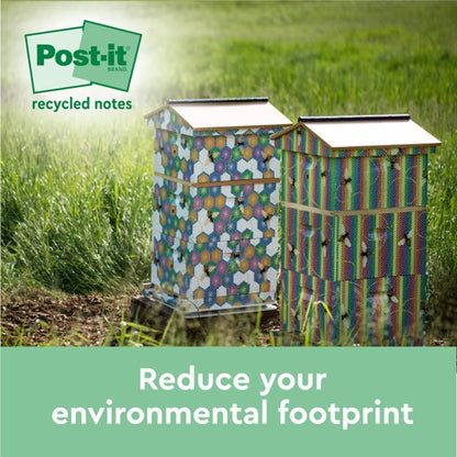 Post-it Recycled Notes, Canary Yellow, 76 mm x 76 mm, 100 Sheets/Pad, 16 Pads/Pack, 100% PEFC Recycled SGSCH-PEFC-COC-110078