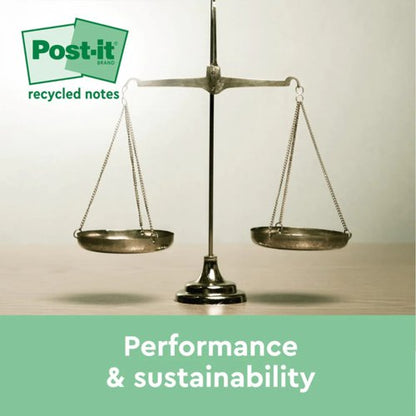 Post-it Recycled Notes, Canary Yellow, 76 mm x 76 mm, 100 Sheets/Pad, 16 Pads/Pack, 100% PEFC Recycled SGSCH-PEFC-COC-110078