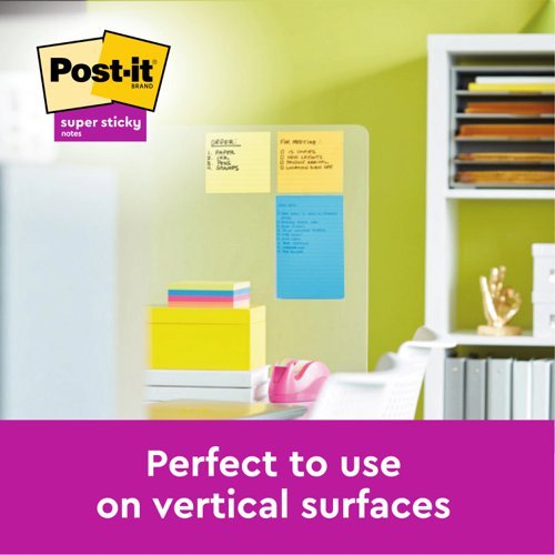 Post-it Large Notes, Assorted Neon Colours, Lined, 101 mm x 152 mm, 100 Sheets/Pad, 6 Pads/Pack, 100% PEFC SGSCH-PEFC-COC-110078
