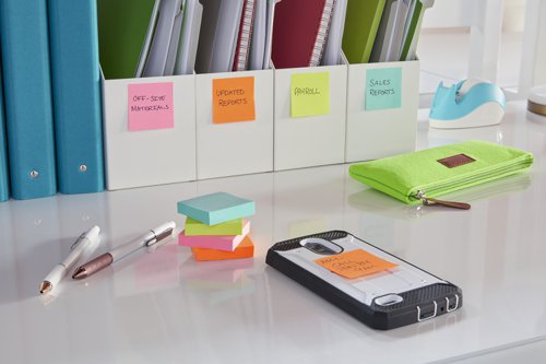 Post-it Super Sticky Notes, Cosmic Colour Collection, 76 mm x 127, 76 mm, 90 Sheets/Pad, 6 Pads/Pack, 100% PEFC SGSCH-PEFC-COC-110078