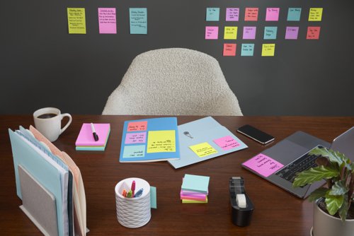 Post-it Super Sticky Notes, Cosmic Colour Collection, 76 mm x 127, 76 mm, 90 Sheets/Pad, 6 Pads/Pack, 100% PEFC SGSCH-PEFC-COC-110078