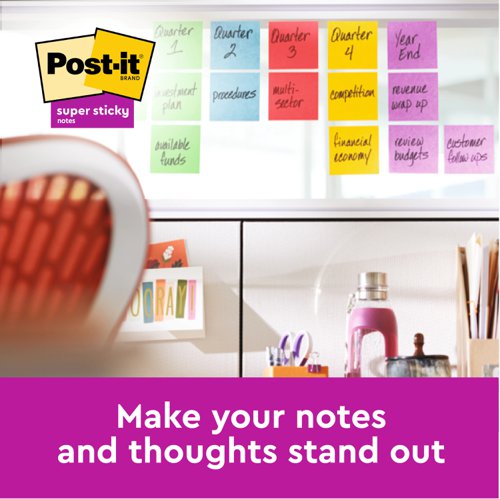 Post-it Super Sticky Notes, Cosmic Colour Collection, 76 mm x 127, 76 mm, 90 Sheets/Pad, 6 Pads/Pack, 100% PEFC SGSCH-PEFC-COC-110078
