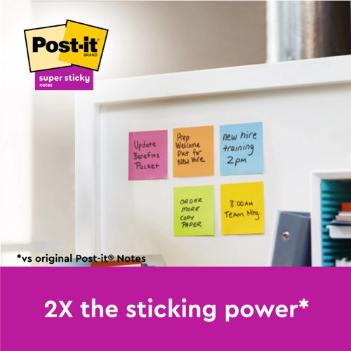 Post-it Super Sticky Notes, Cosmic Colour Collection, 76 mm x 127, 76 mm, 90 Sheets/Pad, 6 Pads/Pack, 100% PEFC SGSCH-PEFC-COC-110078
