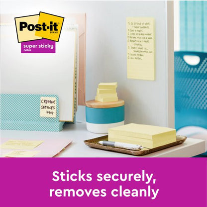 Post-it Super Sticky Notes, Canary Yellow, 76 mm x 76 mm, 90 Sheets/Pad, 12 Pads/Pack, Cardboard Pack, 100% PEFC SGSCH-PEFC-COC-110078