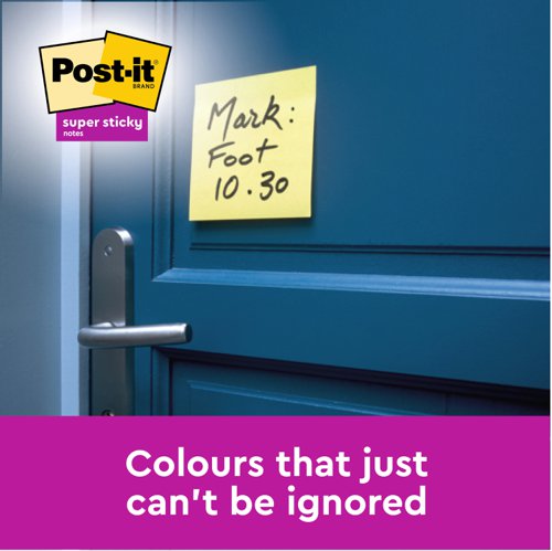 Post-it Super Sticky Notes, Canary Yellow, 76 mm x 76 mm, 90 Sheets/Pad, 12 Pads/Pack, Cardboard Pack, 100% PEFC SGSCH-PEFC-COC-110078