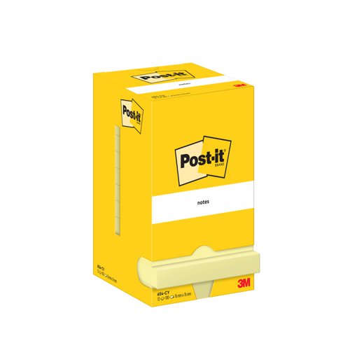 Post-it Notes, Canary Yellow, 76 mm x 127, 76 mm, 100 Sheets/Pad, 12 Pads/Pack, Cardboard Pack, 100% PEFC SGSCH-PEFC-COC-110078