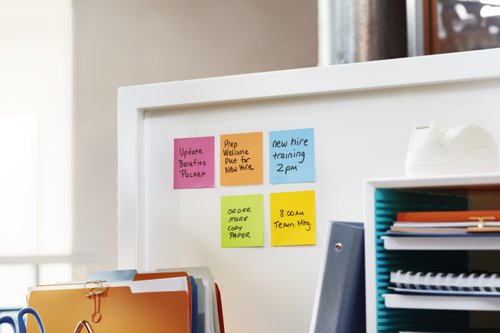 Post-it Super Sticky Notes, Carnival Colour Collection, 76 mm x 76 mm, 90 Sheets/Pad, 12 Pads/Pack, Cardboard Pack, 100% PEFC SGSCH-PEFC-COC-110078