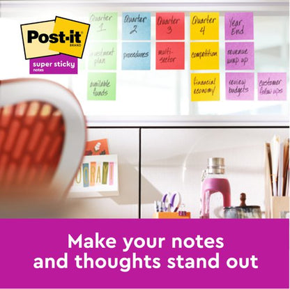 Post-it Super Sticky Notes, Carnival Colour Collection, 76 mm x 76 mm, 90 Sheets/Pad, 12 Pads/Pack, Cardboard Pack, 100% PEFC SGSCH-PEFC-COC-110078
