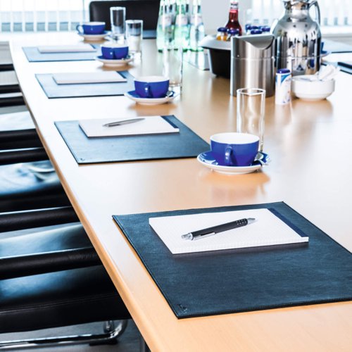Durable Leather Desk Mat 42x30cm Black