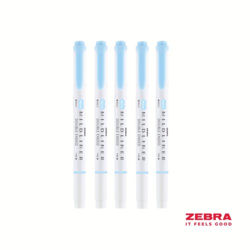 Zebra MILDLINER Double Ended Fluorescent Blue, Yellow, Pink, Green, Orange Highlighter - Pack of 10