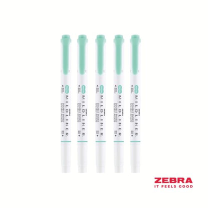 MILDLINER Double Ended Cool and Refined Highlighter Blue, Grey, Red, Green - Pack of 10