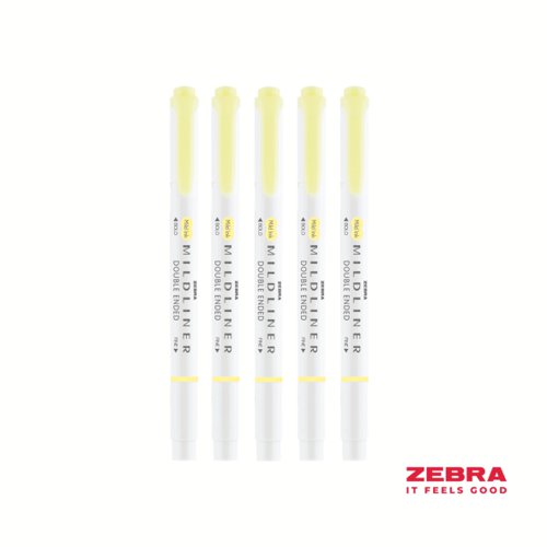 Zebra MILDLINER Double Ended Fluorescent Blue, Yellow, Pink, Green, Orange Highlighter - Pack of 10