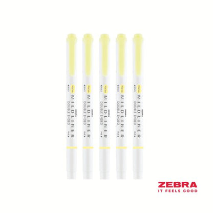 Zebra MILDLINER Double Ended Fluorescent Blue, Yellow, Pink, Green, Orange Highlighter - Pack of 10