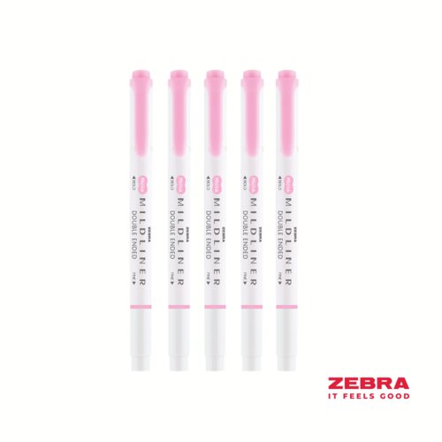 Zebra MILDLINER Double Ended Fluorescent Blue, Yellow, Pink, Green, Orange Highlighter - Pack of 10
